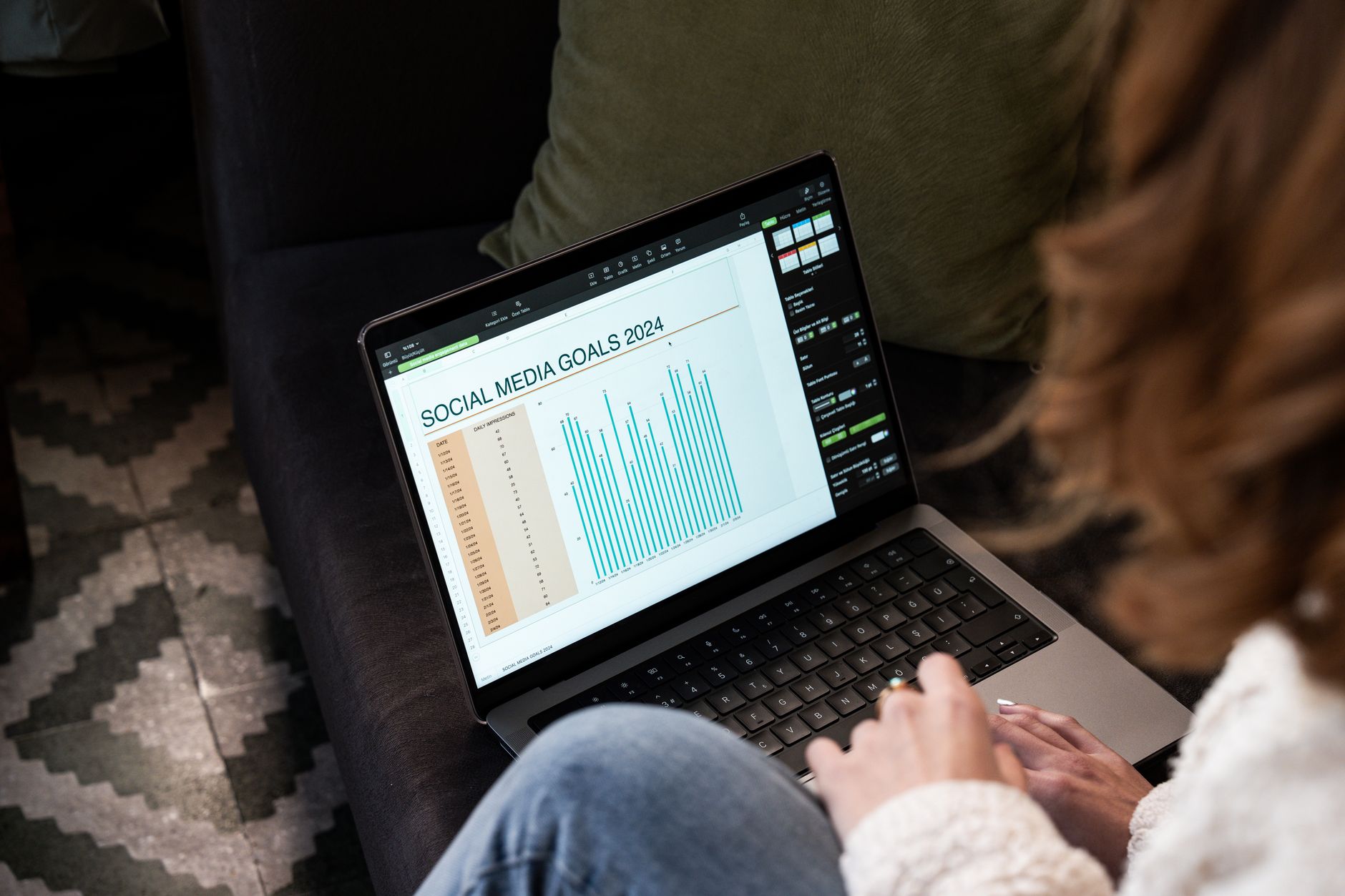 a social media scheduling calendar on a computer monitor