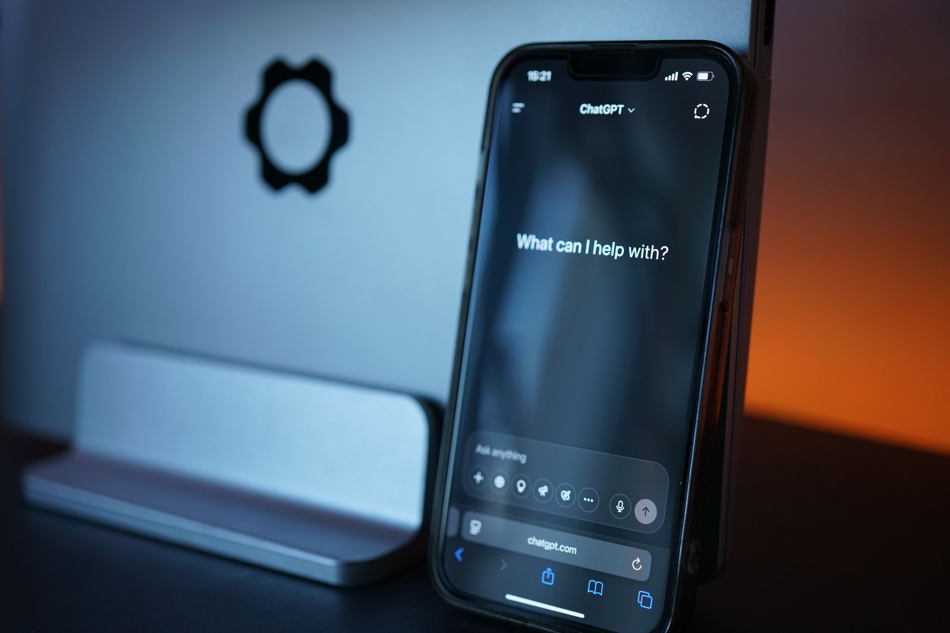Smartphone showing an AI chatbot assistant conversation interface
